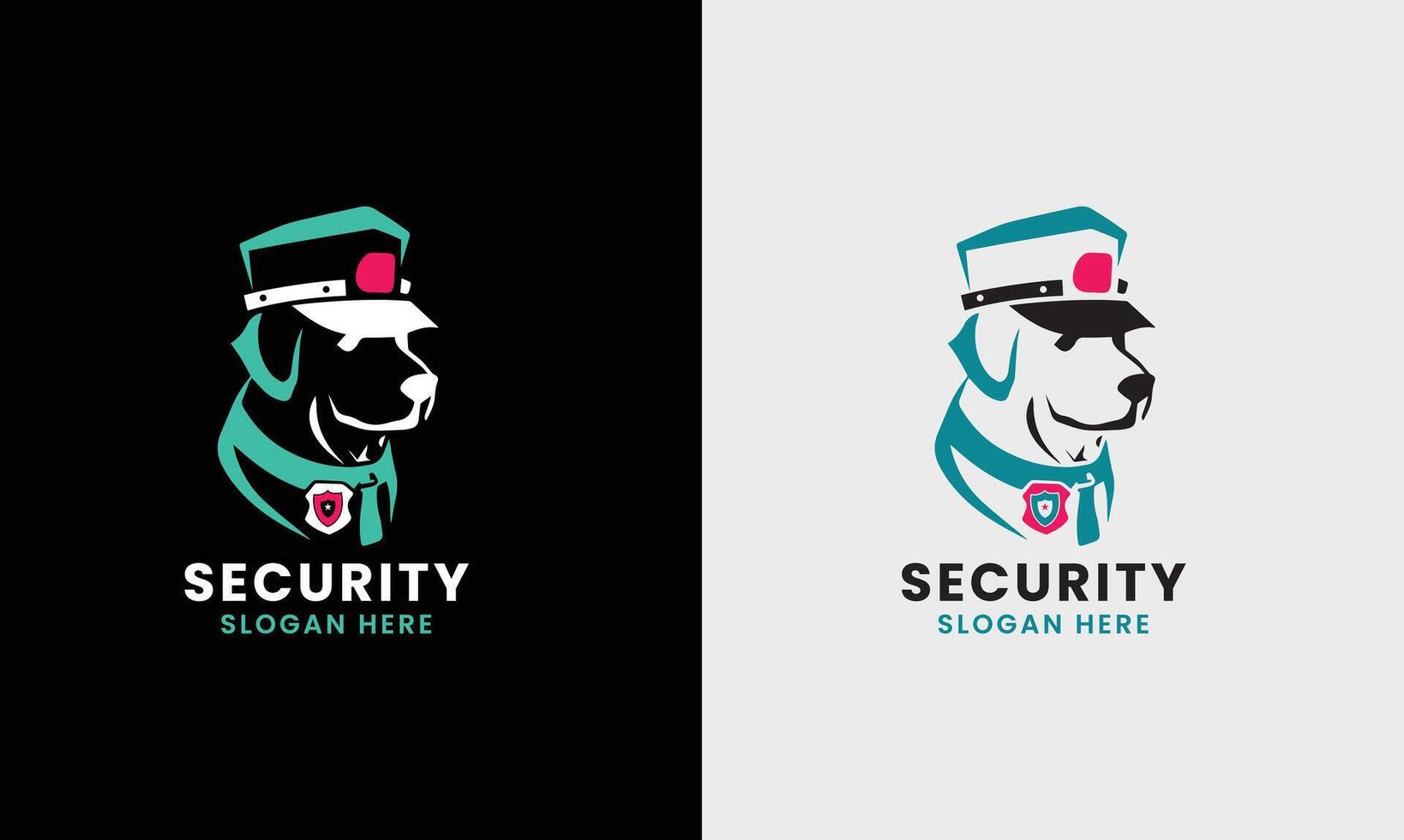Dog security guard, carton dog safety sign, pet safe police cap policeman logo icon element office house guard vector