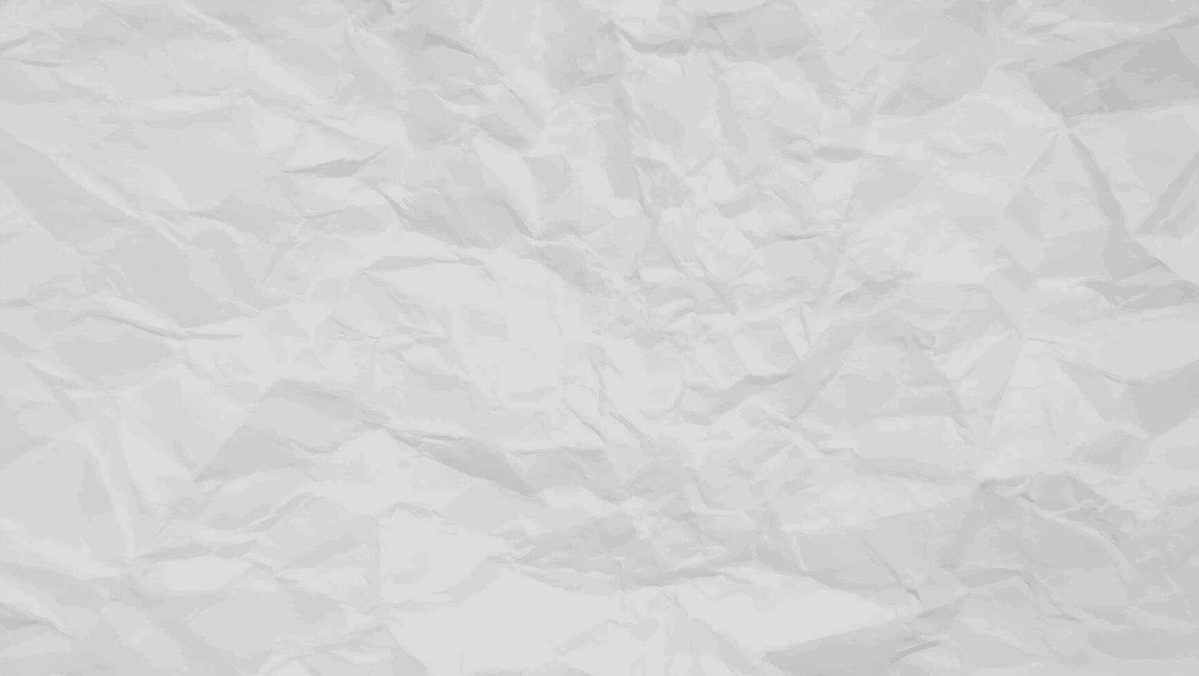 Realistic Crumpled white Paper texture. Blank background of Wrinkled Notebook Sheet pattern. Gray horizontal creasy surface banner vector
