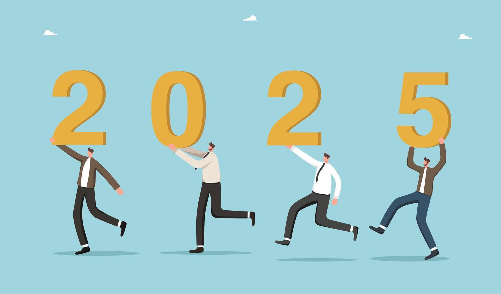 People are running with numbers 2025 vector