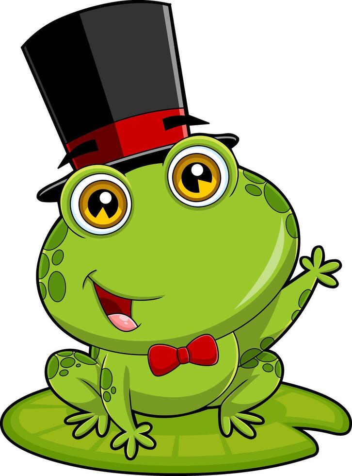 Groom Frog Cartoon Character Waving vector