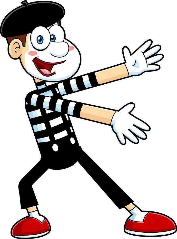 Happy Male Mime Cartoon Character Performing vector