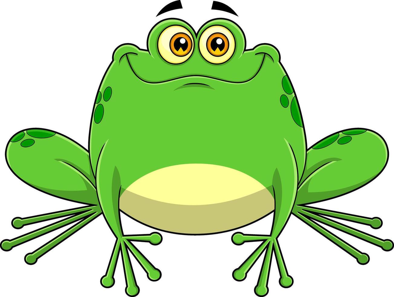 Smiling Green Frog Cartoon Character vector