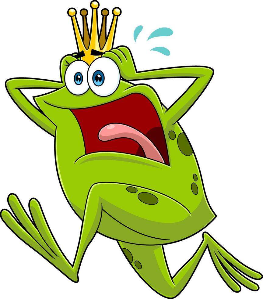 Scaring Frog Prince Cartoon Character Running vector