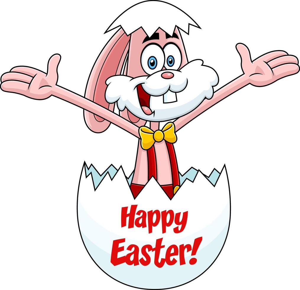 Surprise Rabbit Cartoon Character Peeking Out Of An Easter Egg With Text vector