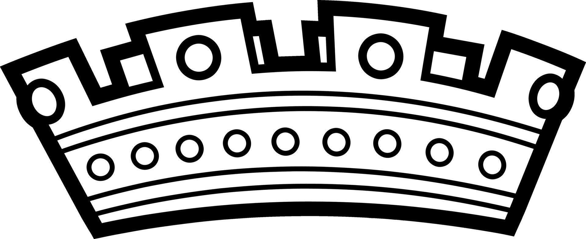Outlined Cartoon Crown With Diamonds vector