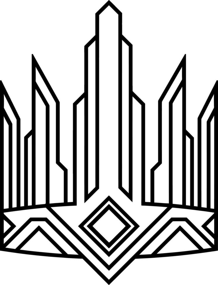Outlined Cartoon Ice Crystals Crown With Diamond vector