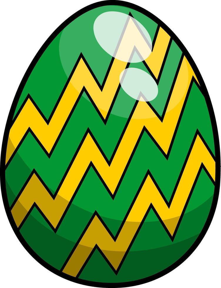 Cartoon Bright Colorful Painted Easter Egg With Wavy Lines vector