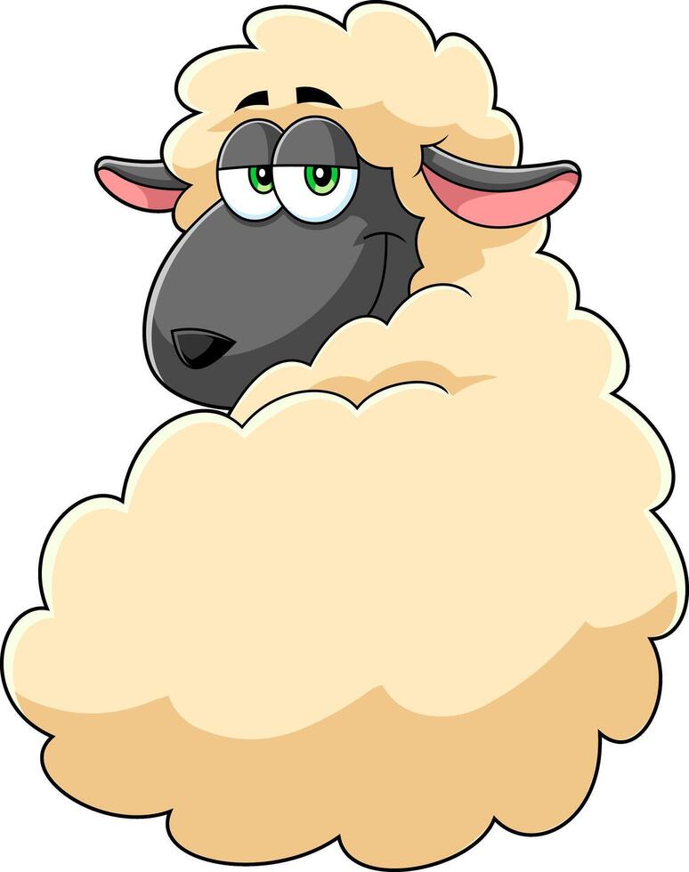 Smiling Female Sheep Cartoon Character vector