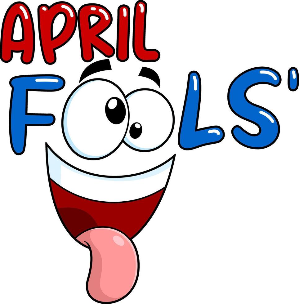 April Fools Day Funny Cartoon Text Sign vector