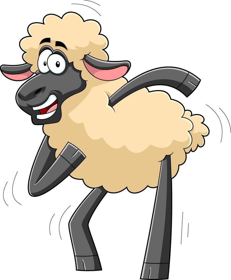 Funny Sheep Cartoon Character Dancing vector