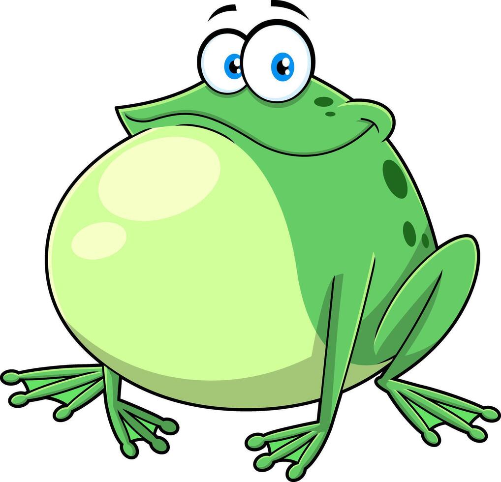Cute Green Frog Cartoon Character vector