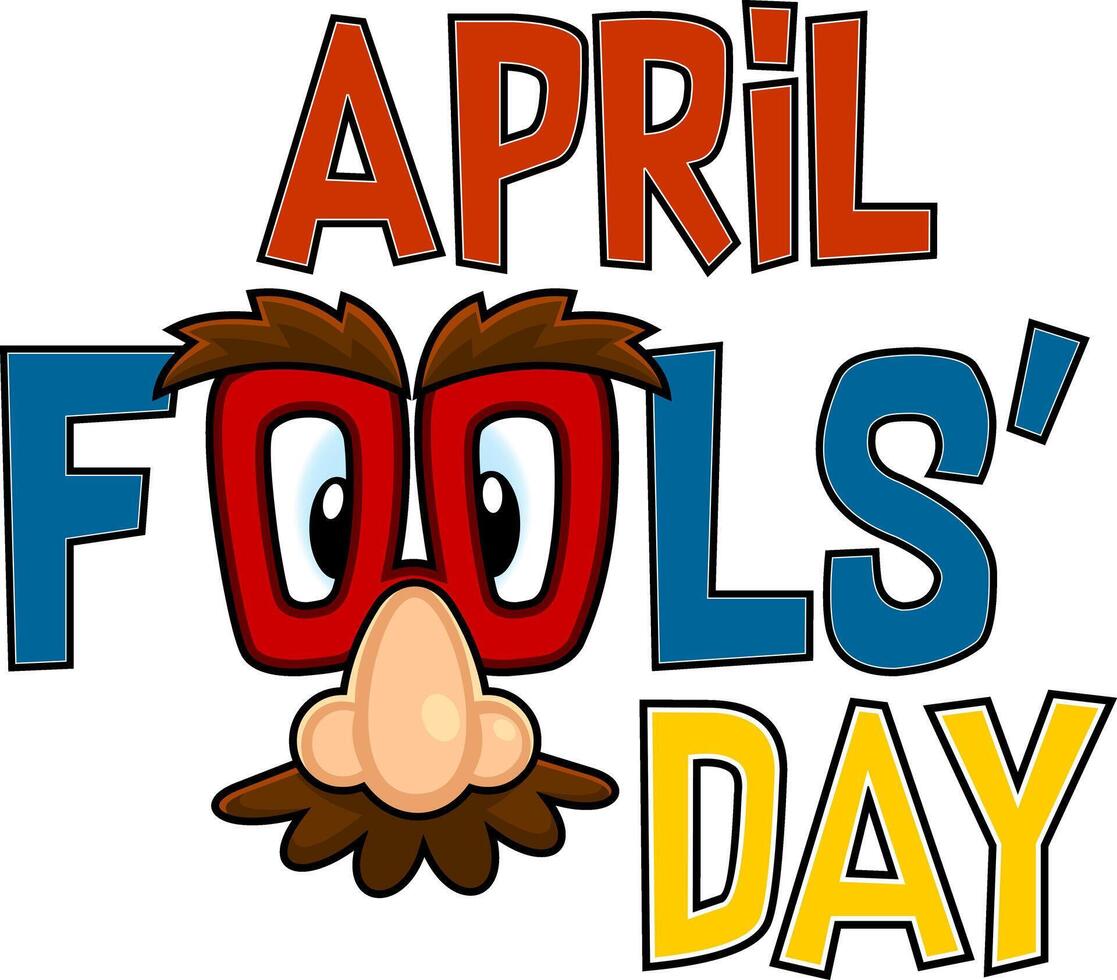 Outlined April Fools Day Funny Cartoon Text Sign vector