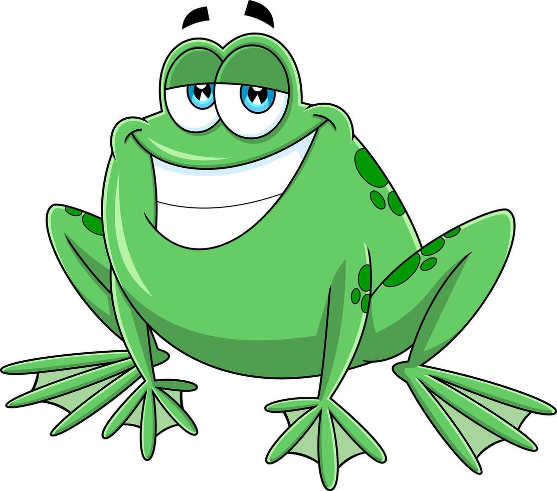 Smiling Green Frog Cartoon Character vector