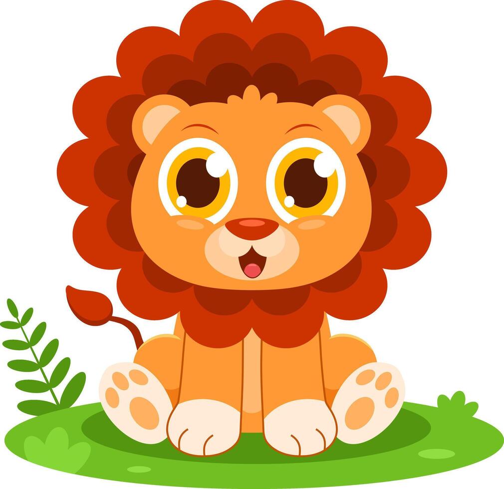 Cute Baby Lion Animal Cartoon Character vector