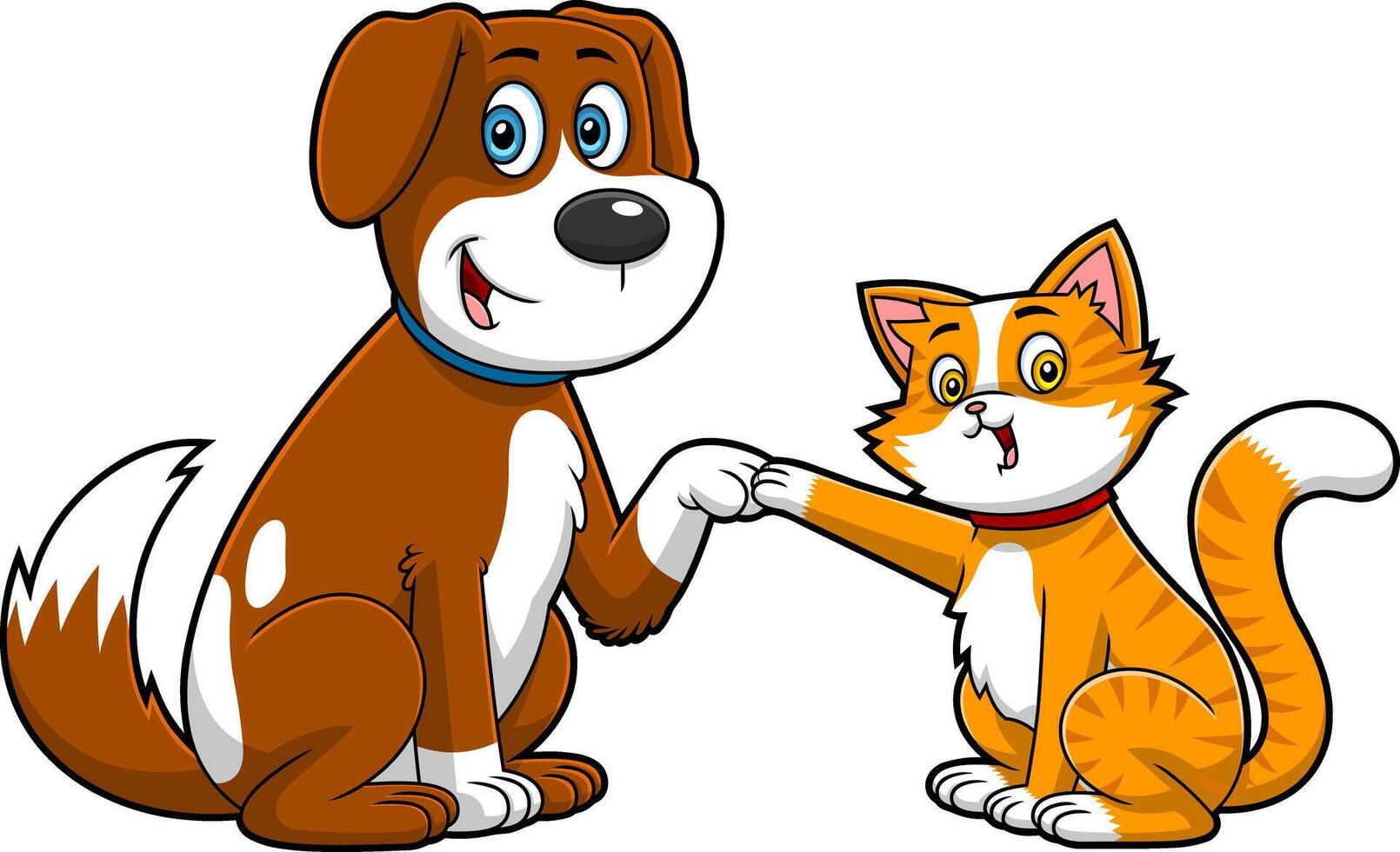 Cute Dog And Cat Cartoon Characters Best Friends vector