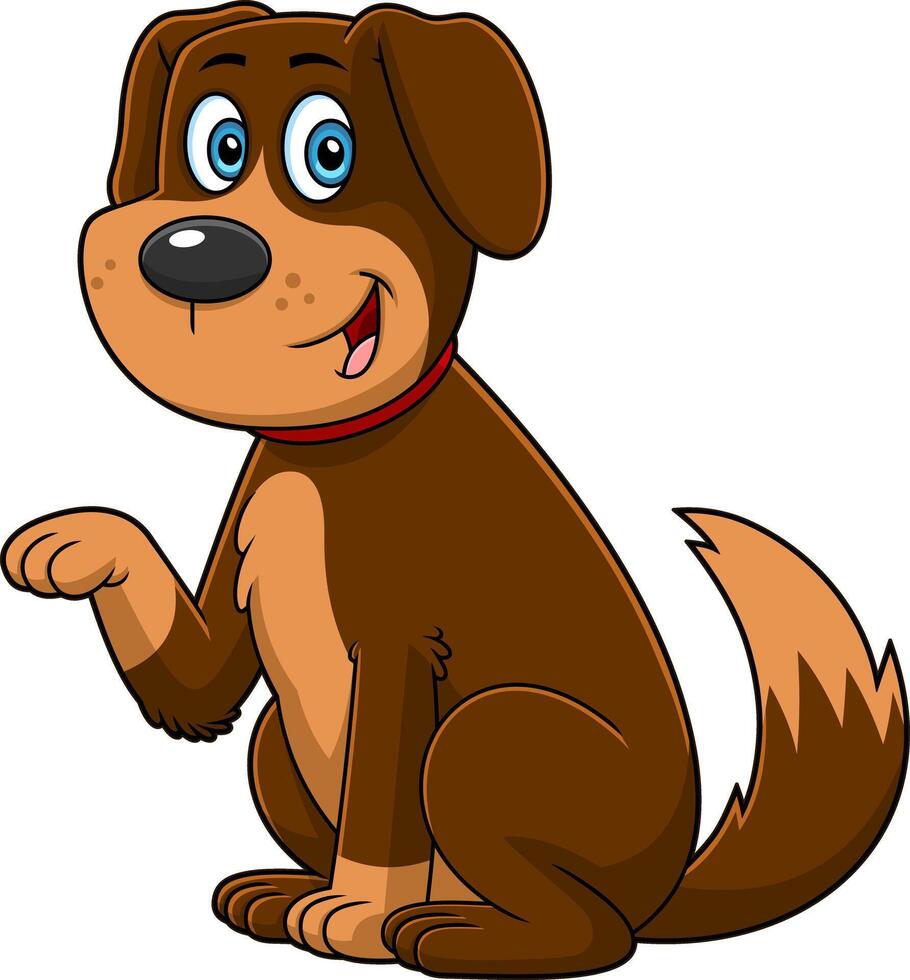 Funny Brown Dog Cartoon Character Gives Paw vector