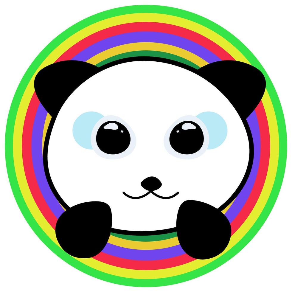 Cute panda face on colorful background vector