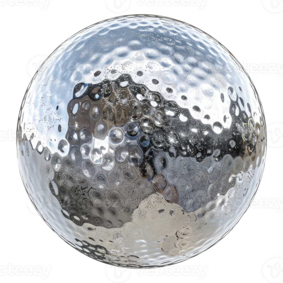Silver shiny ball isolated on transparent background png