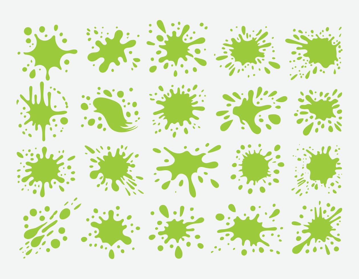 A collection of green goo splats for artwork compositions vector