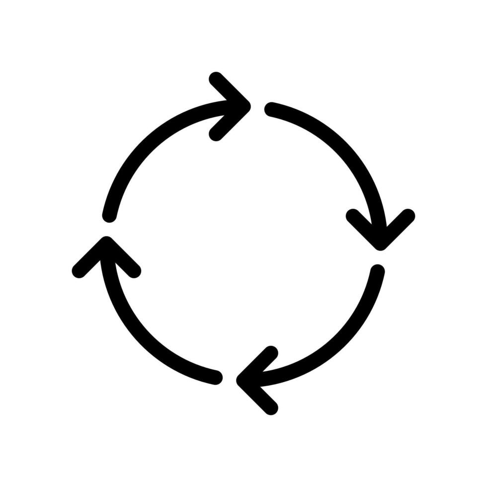 Four circular arrows, loading, refresh, sync concept icon in line style design isolated on white background. Editable stroke. vector