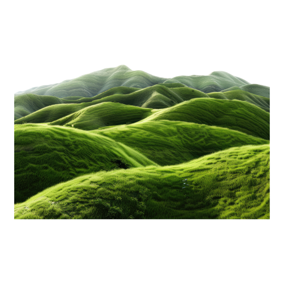 Panoramic green hills isolated on transparent background png