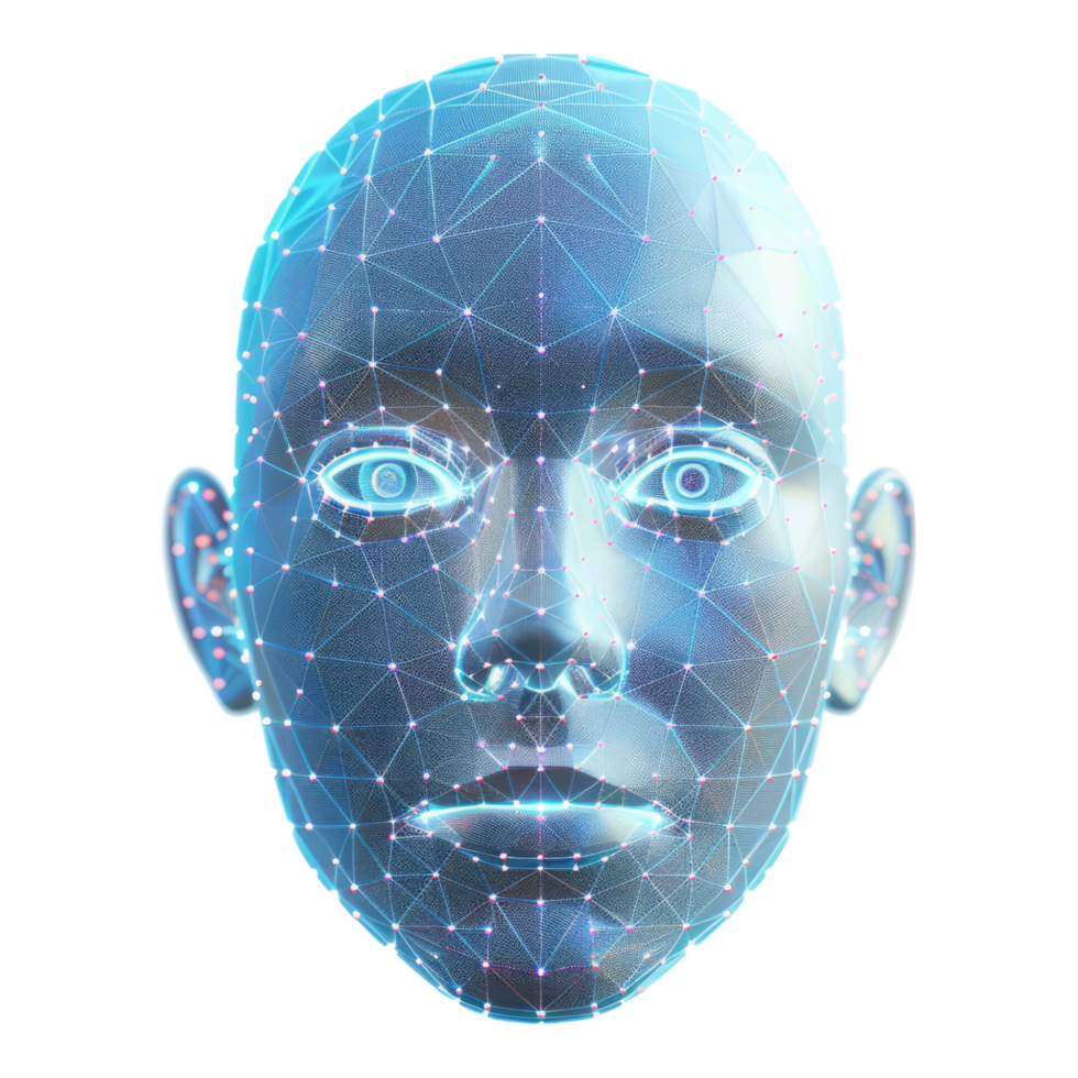 Facial recognition isolated on transparent background png