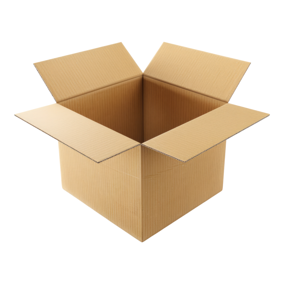 Empty cardboard box isolated on transparent background png