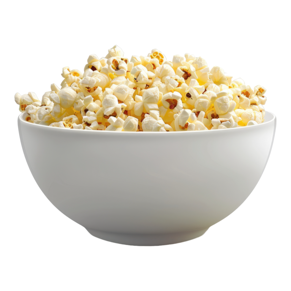 Popcorn in white bowl isolated on transparent background png