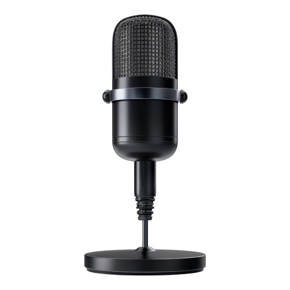 Podcast microphone isolated on transparent background png