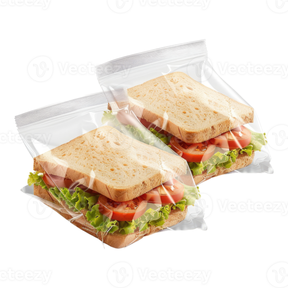Sandwich packed in plastic bag isolated on transparent background png