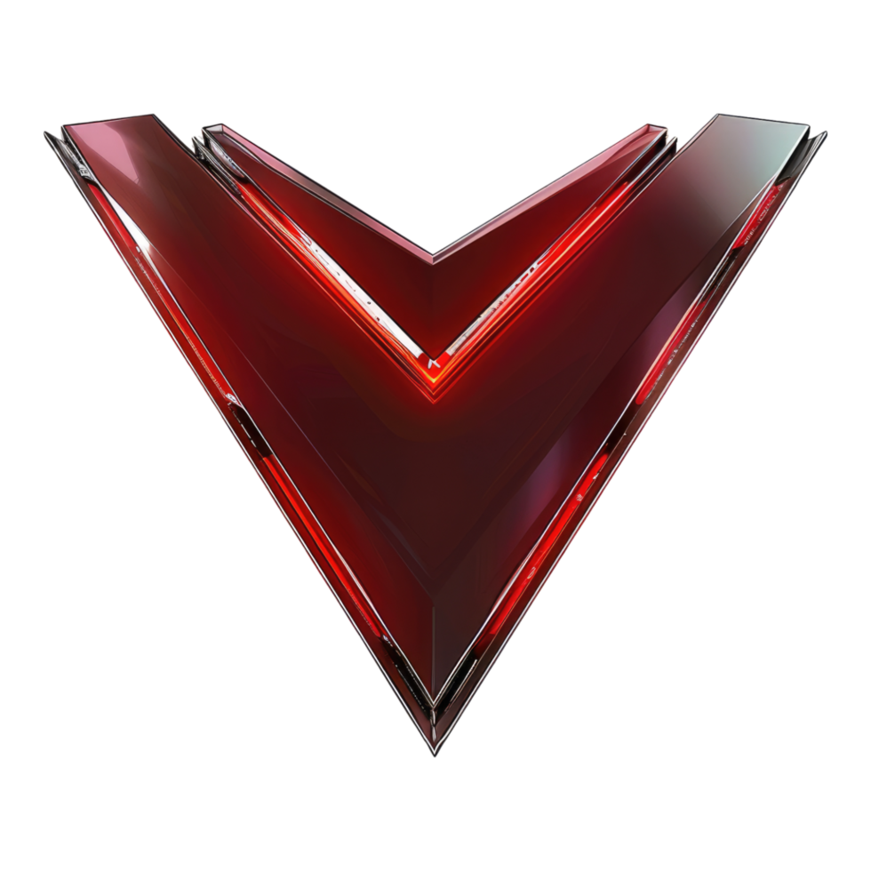 Three dimensional facing down arrow isolated on transparent background png