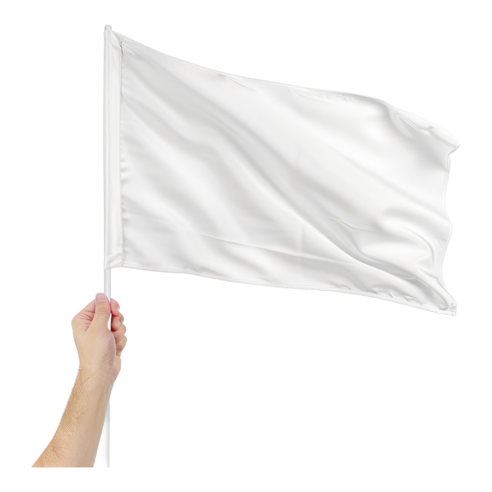 Plane white flag isolated on transparent background png