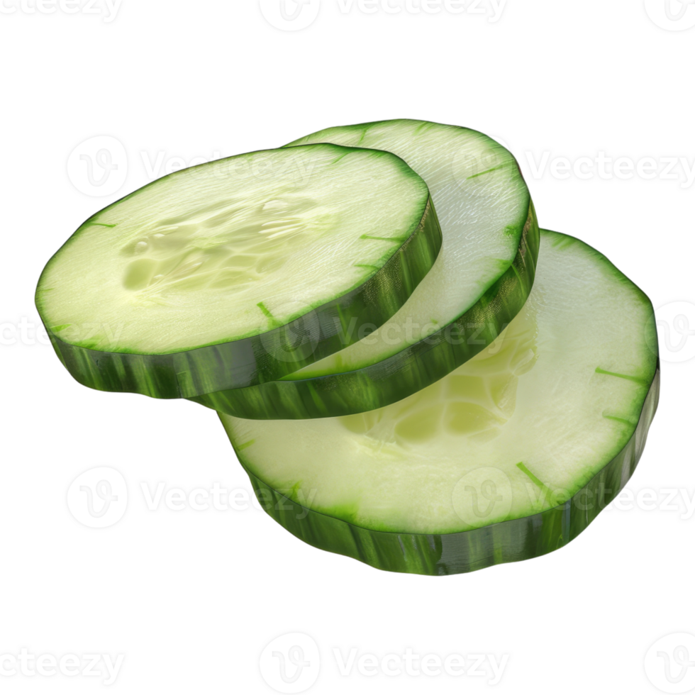 Slices of cucumber isolated on transparent background png
