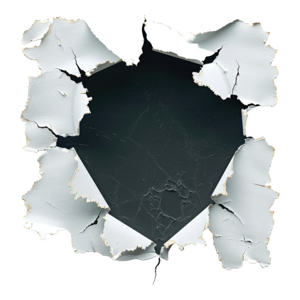 Ragged hole torn in ripped paper isolated on transparent background png