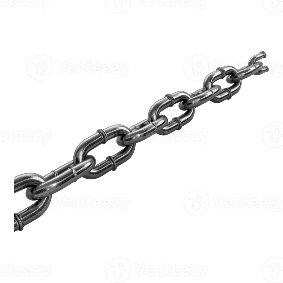 Stretched iron chain isolated on transparent background png