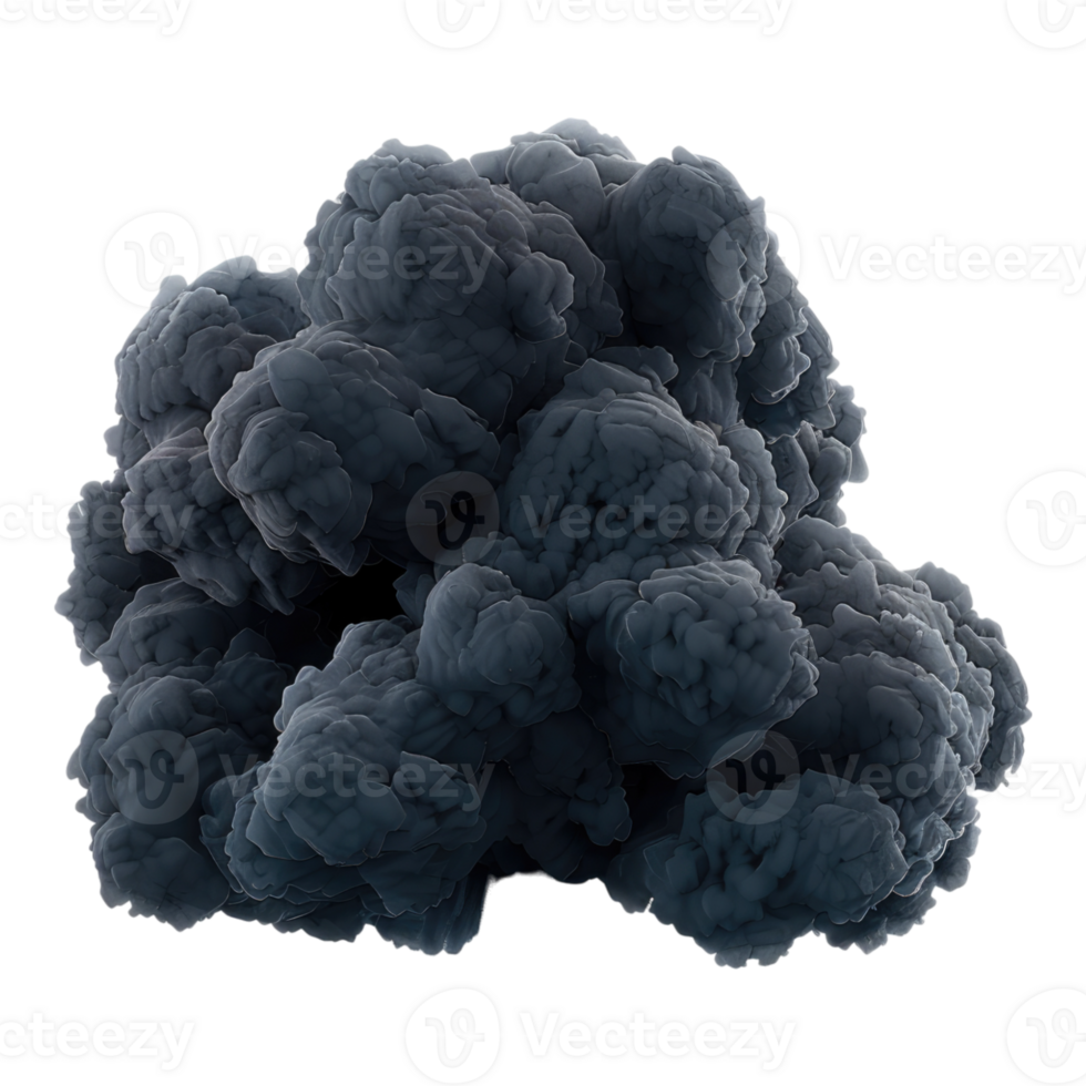 Single black cloud isolated on transparent background png
