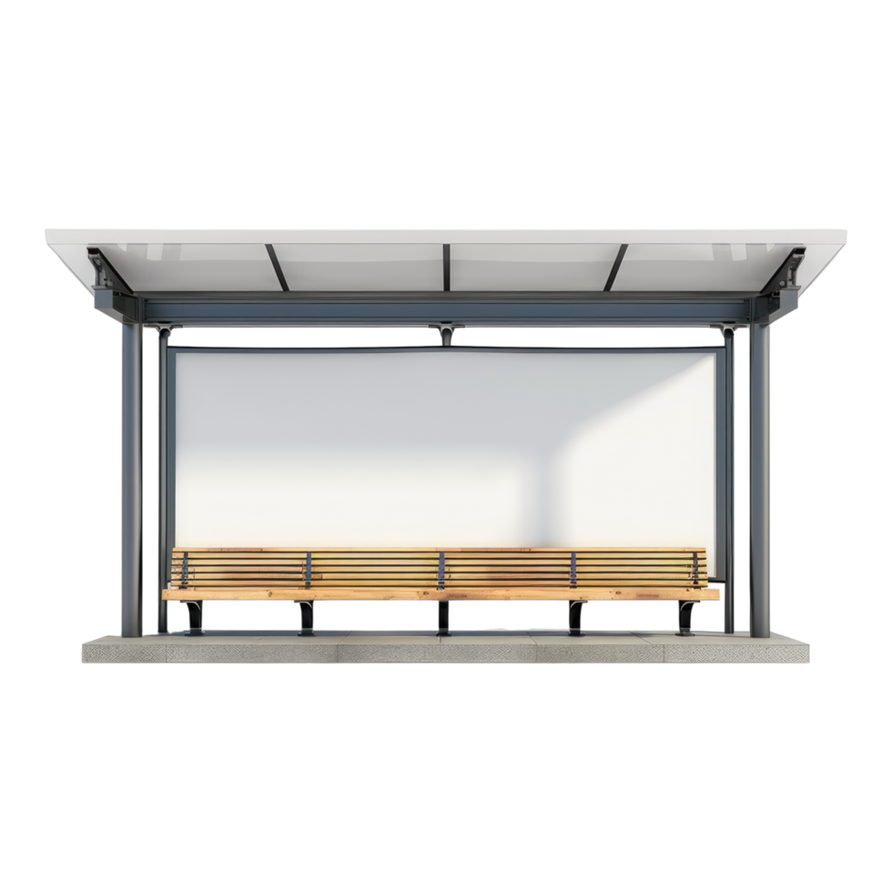 Bus stop with advertisement space isolated on transparent background png