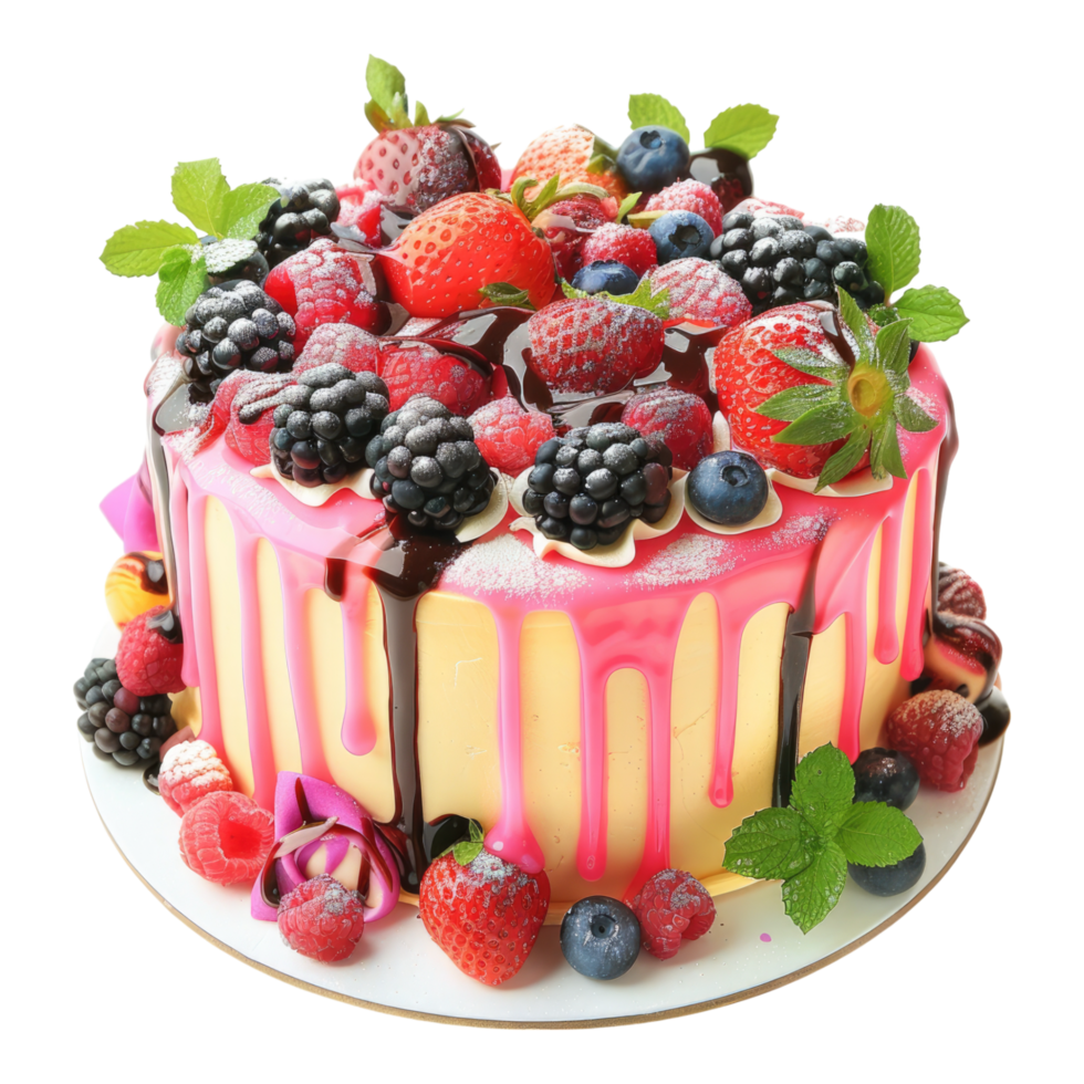 Well decorated cake isolated on transparent background png
