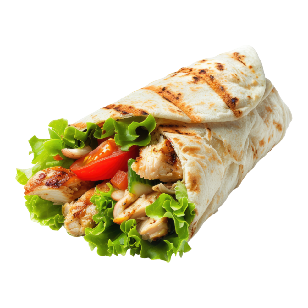 Caesar wrap grilled chicken isolated on transparent background png
