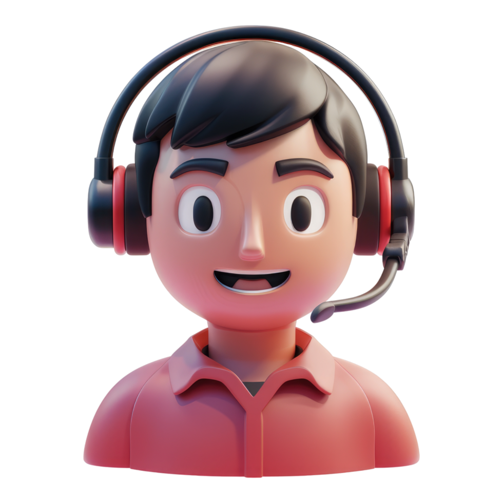 Customer support Call center three dimensional icon isolated on transparent background png