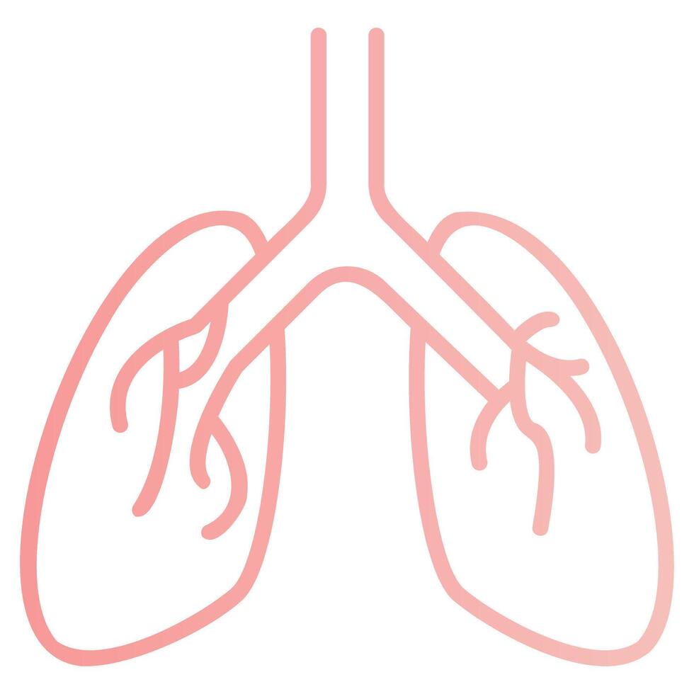 Human Lungs Outline Gradient Icon vector
