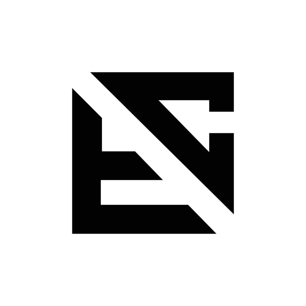 Letter Ec rectangle shape modern flat logo vector