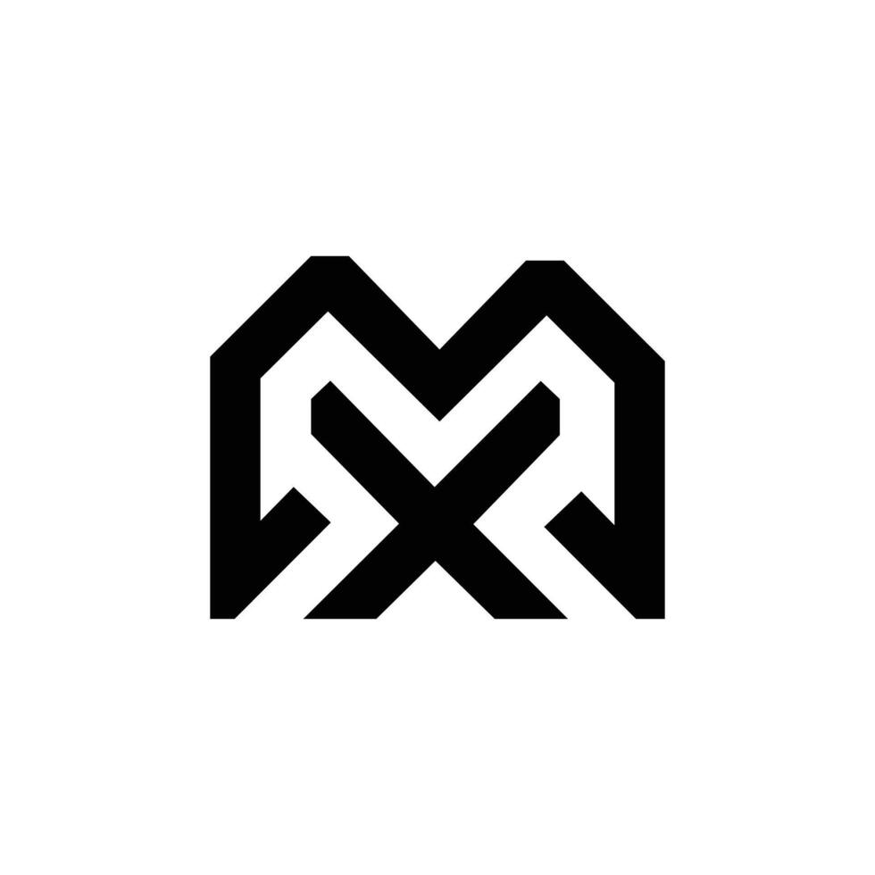 Letter Xm or Mx creative minimal shapes alphabet logo vector