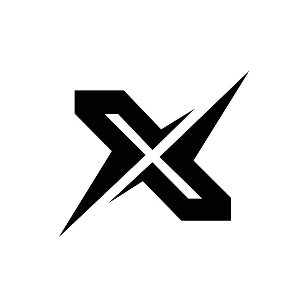 Letter X with bold arrow shape modern gaming logo vector