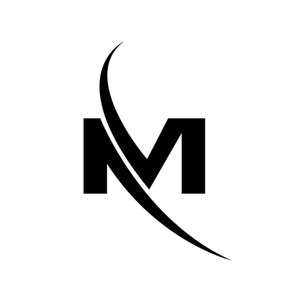 Letter M with modern arrow shape unique logo vector