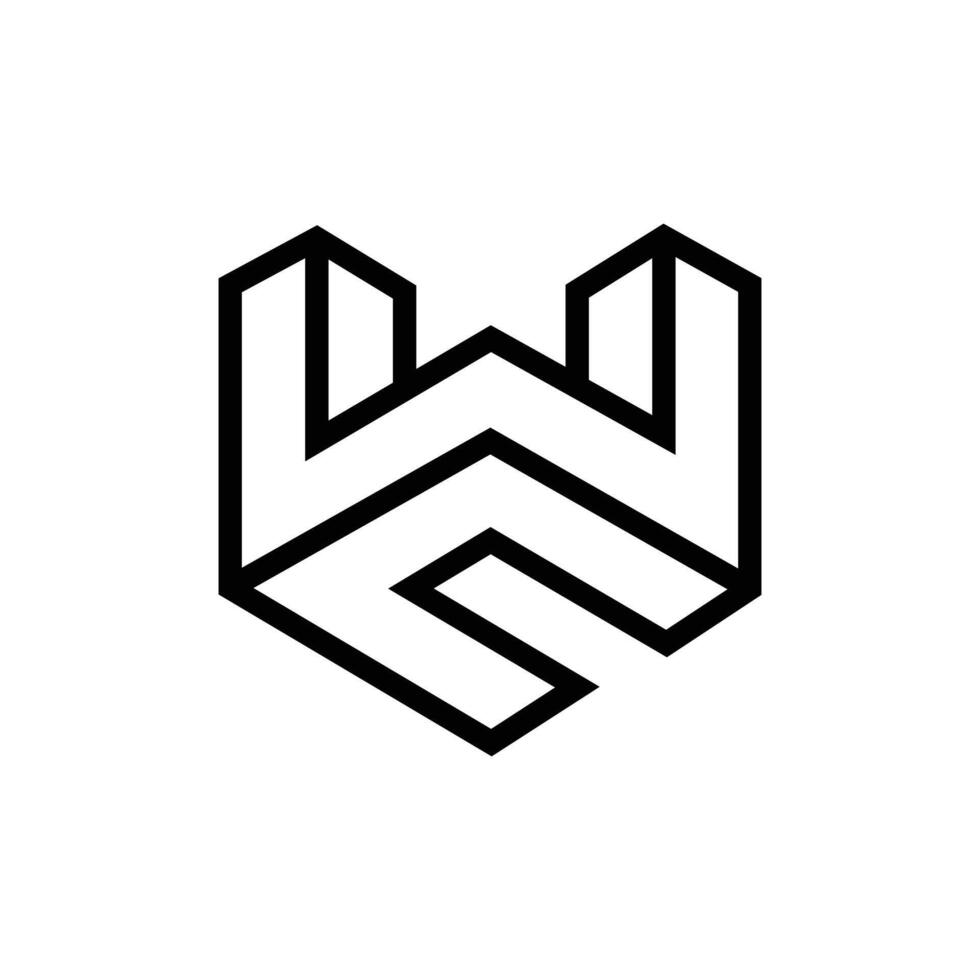 Letter Wc creative line art negative space logo vector