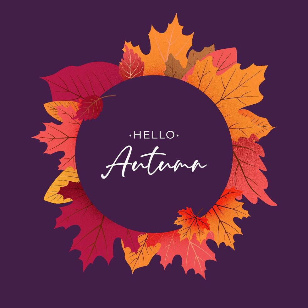 Autumn Leaves Circle Frame. Illustration vector