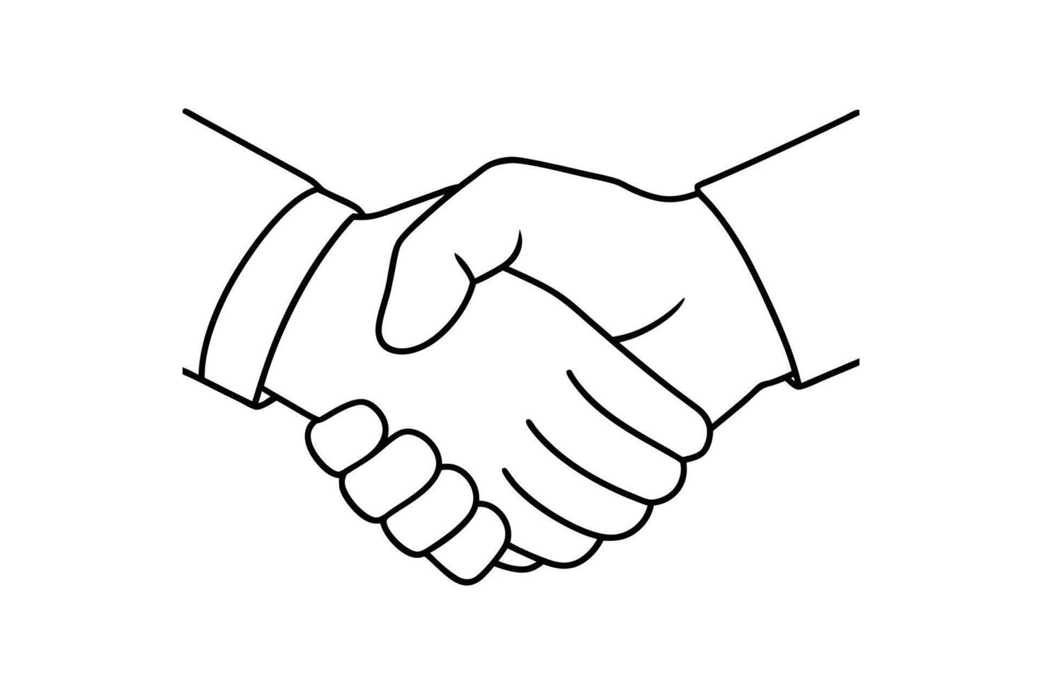 handshake icon, line drawing of two people shaking hands vector