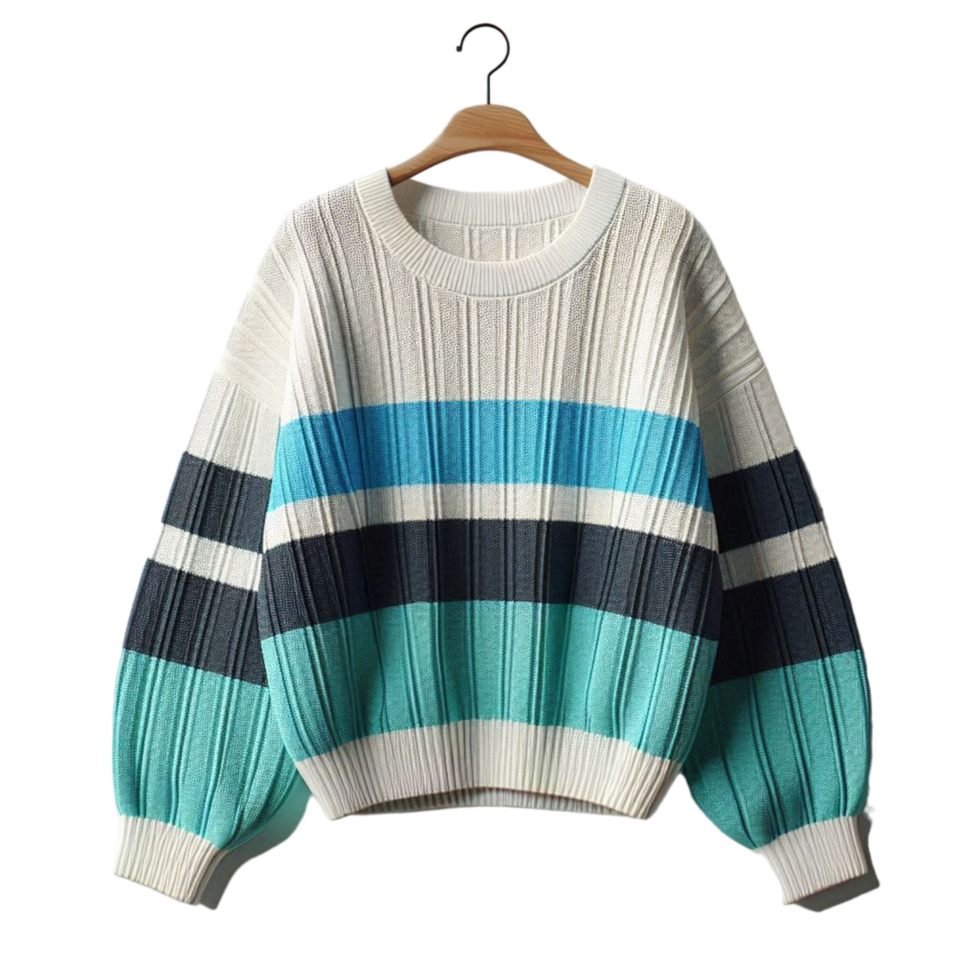 Generated Ai Colorful sweater over hanger isolated on transparent background png