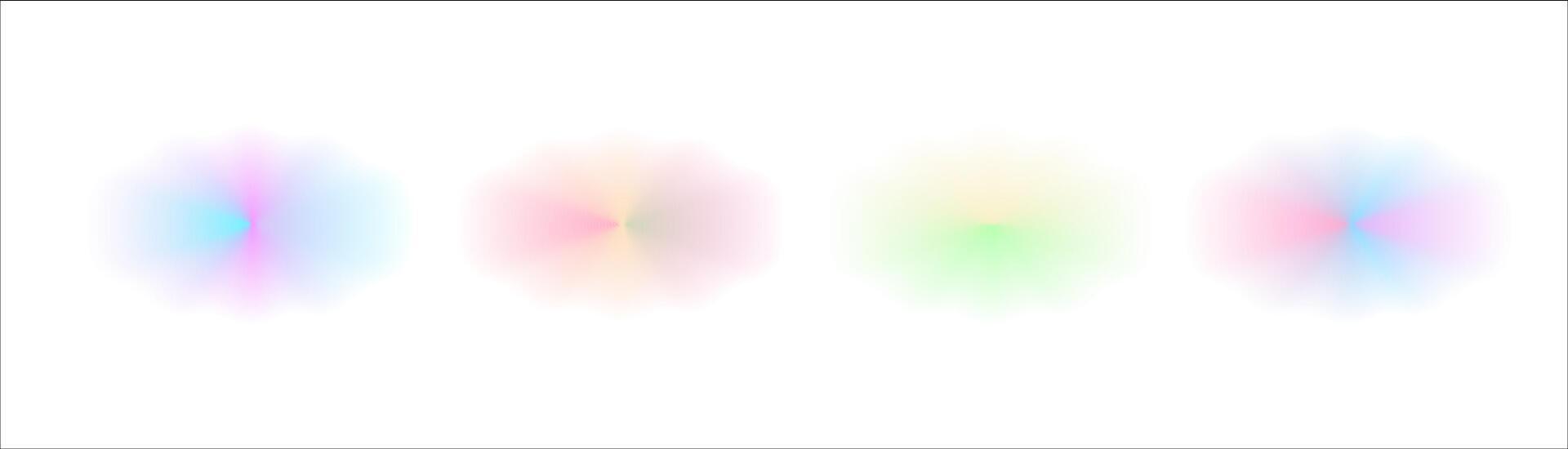 Set of Gradient blurred oval wavy y2k shapes . Abstract watercolor floral shape with aura for design. Illustration. vector